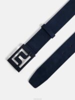 Slater Leather Belt Navy Men J.Lindeberg Accessory 66XF843