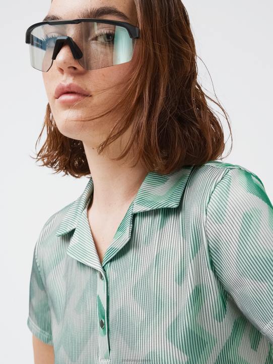Solange 3D Ribbed Golf Polo Green 3D Bridge Monogram Women J.Lindeberg Clothing 66XF2590 - Image 3