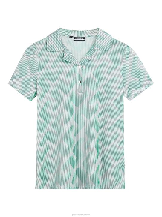 Solange 3D Ribbed Golf Polo Green 3D Bridge Monogram Women J.Lindeberg Clothing 66XF2590 - Image 4