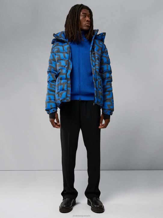 Sphere Print Down Jacket Bridge Swirl Blue Men J.Lindeberg Clothing 66XF2436 - Image 3