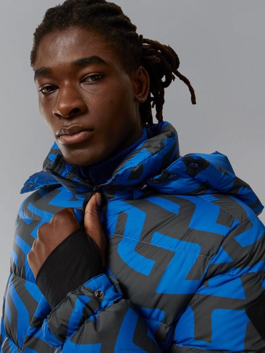 Sphere Print Down Jacket Bridge Swirl Blue Men J.Lindeberg Clothing 66XF2436 - Image 4