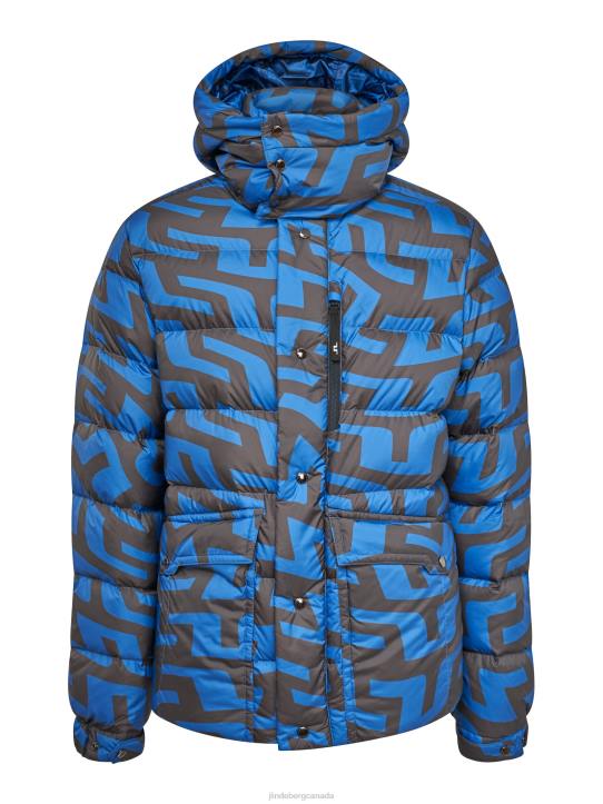 Sphere Print Down Jacket Bridge Swirl Blue Men J.Lindeberg Clothing 66XF2436 - Image 5