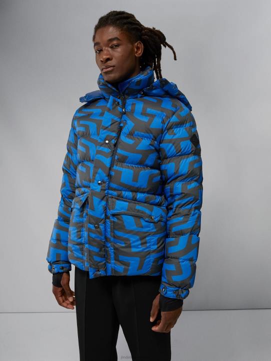 Sphere Print Down Jacket Bridge Swirl Blue Men J.Lindeberg Clothing 66XF2436 - Image 1