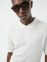 Stefan Ribbed Polo White Men J.Lindeberg Clothing 66XF2085 - Image 3