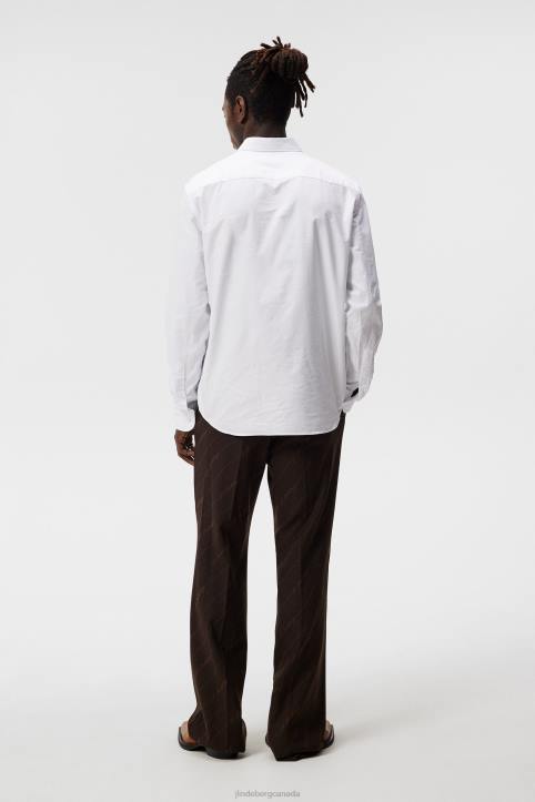 Stretch Oxford Slim Shirt White Men J.Lindeberg Clothing 66XF1153 - Image 2