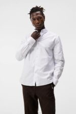 Stretch Oxford Slim Shirt White Men J.Lindeberg Clothing 66XF1153