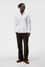 Stretch Oxford Slim Shirt White Men J.Lindeberg Clothing 66XF1153 - Image 3