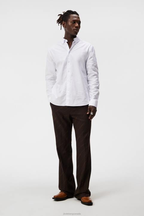 Stretch Oxford Slim Shirt White Men J.Lindeberg Clothing 66XF1153 - Image 3