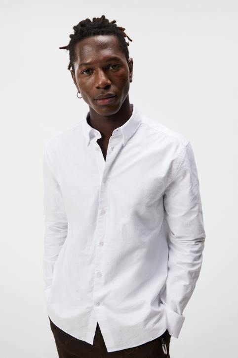 Stretch Oxford Slim Shirt White Men J.Lindeberg Clothing 66XF1153 - Image 4