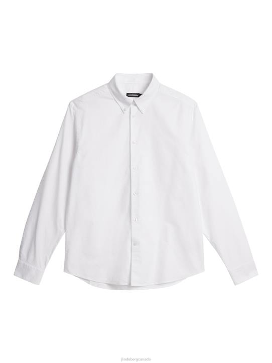 Stretch Oxford Slim Shirt White Men J.Lindeberg Clothing 66XF1153 - Image 6