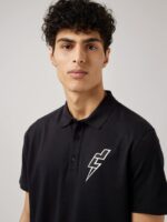 Strike Rib Jersey Polo Black Men J.Lindeberg Clothing 66XF2109 - Image 3