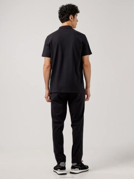 Strike Rib Jersey Polo Black Men J.Lindeberg Clothing 66XF2109