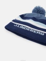 Stripe Beanie Navy Peony Men J.Lindeberg Accessory 66XF900 - Image 2
