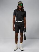 Stuart Stripe Shorts Black Men J.Lindeberg Clothing 66XF2174 - Image 2