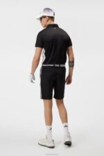 Stuart Stripe Shorts Black Men J.Lindeberg Clothing 66XF461 - Image 2