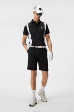 Stuart Stripe Shorts Black Men J.Lindeberg Clothing 66XF461 - Image 3