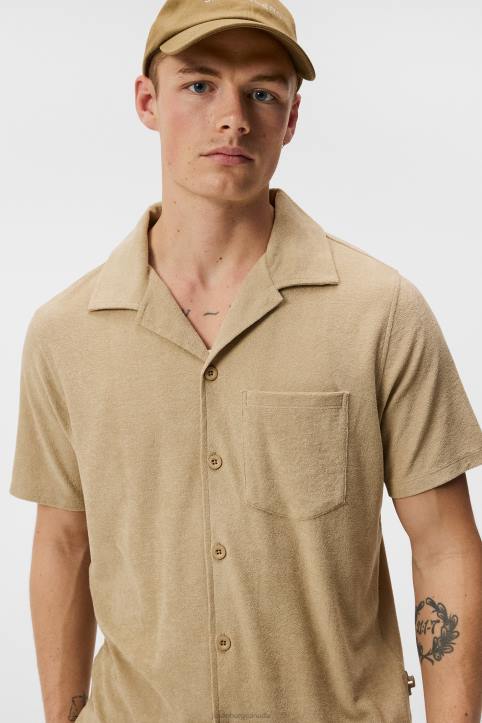 Ted Terry Resort Shirt Safari Beige Men J.Lindeberg Clothing 66XF1034 - Image 4