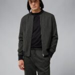 Thom Jersey Bomber Jacket Black Men J.Lindeberg Clothing 66XF2399