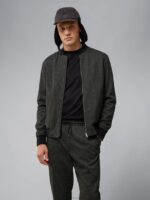 Thom Jersey Bomber Jacket Black Men J.Lindeberg Clothing 66XF2399