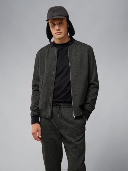 Thom Jersey Bomber Jacket Black Men J.Lindeberg Clothing 66XF2399