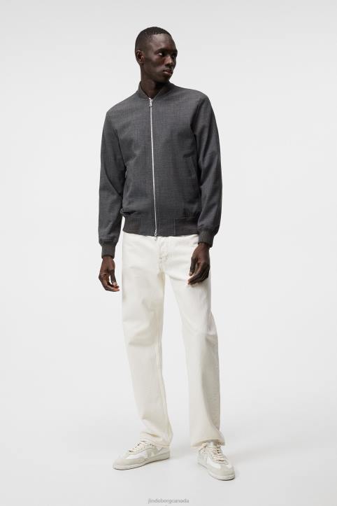 Thom Structured 2-Tone Bomber Light Grey Melange Men J.Lindeberg Clothing 66XF1216 - Image 2