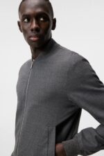 Thom Structured 2-Tone Bomber Light Grey Melange Men J.Lindeberg Clothing 66XF1216 - Image 3