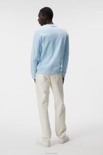 Throw Crew Neck Dream Blue Men J.Lindeberg Clothing 66XF1038 - Image 2
