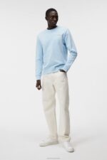 Throw Crew Neck Dream Blue Men J.Lindeberg Clothing 66XF1038 - Image 3