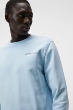 Throw Crew Neck Dream Blue Men J.Lindeberg Clothing 66XF1038 - Image 4