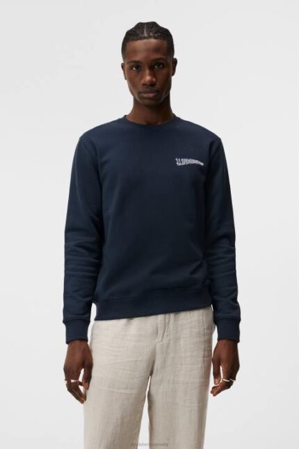Throw Crew Neck Navy Men J.Lindeberg Clothing 66XF1039