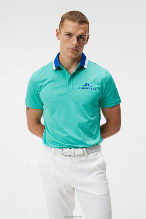 Tour Collection - Benji Polo Bright Aqua Men J.Lindeberg Clothing 66XF135 - Image 1
