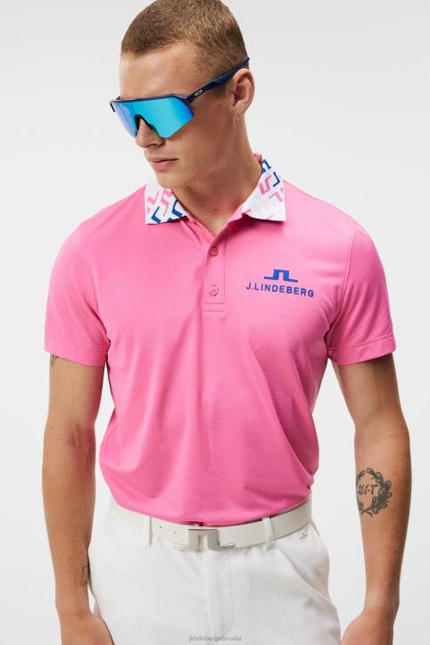Tour Collection - Glen Polo Azalea Pink Men J.Lindeberg Clothing 66XF133 - Image 4