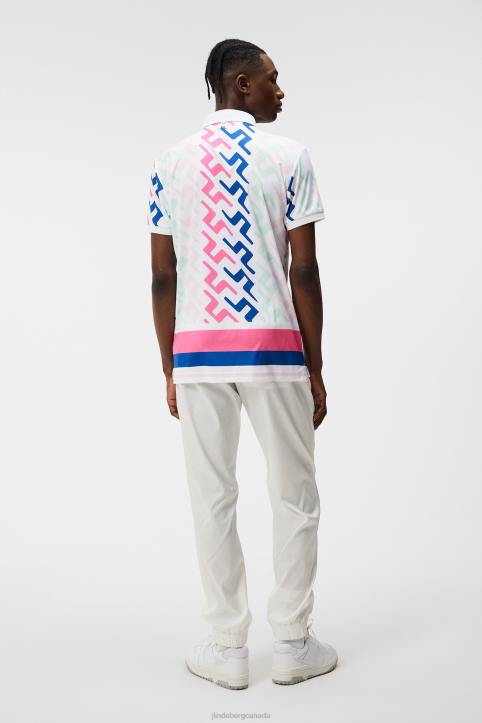 Tour Collection - Special Tour Tech Print Polo Pink Painted Bridge Men J.Lindeberg Clothing 66XF136 - Image 2