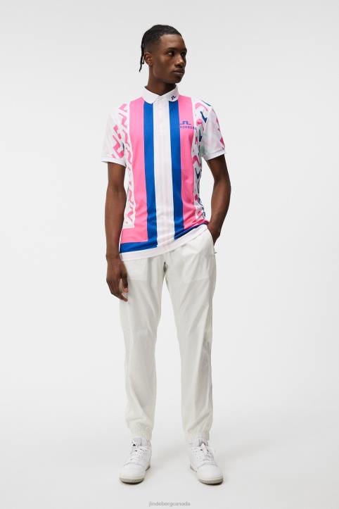 Tour Collection - Special Tour Tech Print Polo Pink Painted Bridge Men J.Lindeberg Clothing 66XF136 - Image 3