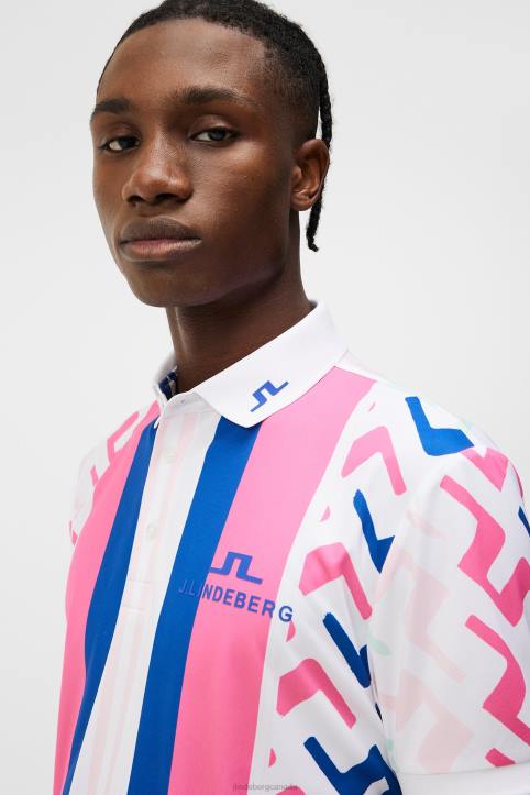 Tour Collection - Special Tour Tech Print Polo Pink Painted Bridge Men J.Lindeberg Clothing 66XF136 - Image 4