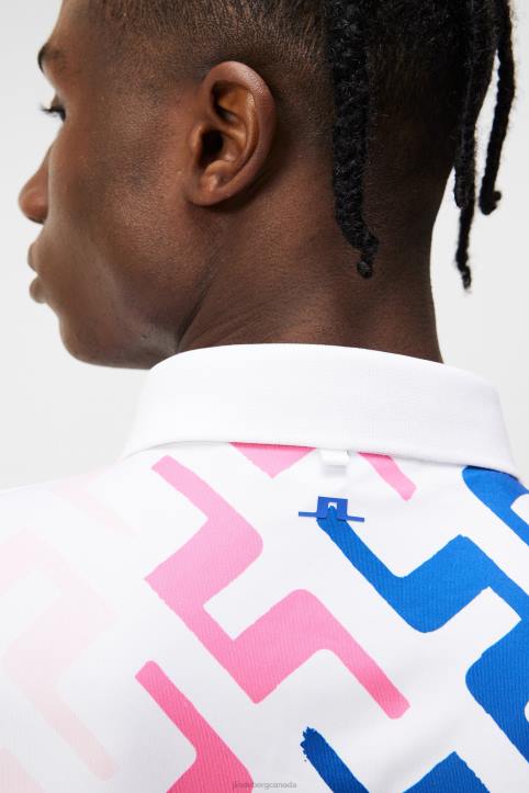 Tour Collection - Special Tour Tech Print Polo Pink Painted Bridge Men J.Lindeberg Clothing 66XF136 - Image 5