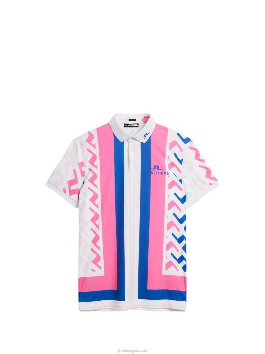 Tour Collection - Special Tour Tech Print Polo Pink Painted Bridge Men J.Lindeberg Clothing 66XF136 - Image 6