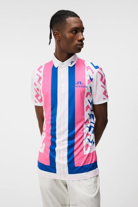 Tour Collection - Special Tour Tech Print Polo Pink Painted Bridge Men J.Lindeberg Clothing 66XF136 - Image 1