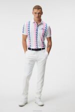 Tour Collection - Tour Tech Print Polo Pink Painted Bridge Men J.Lindeberg Clothing 66XF134 - Image 2