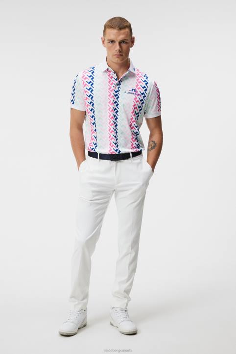Tour Collection - Tour Tech Print Polo Pink Painted Bridge Men J.Lindeberg Clothing 66XF134 - Image 2
