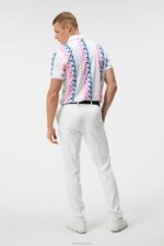 Tour Collection - Tour Tech Print Polo Pink Painted Bridge Men J.Lindeberg Clothing 66XF134