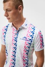 Tour Collection - Tour Tech Print Polo Pink Painted Bridge Men J.Lindeberg Clothing 66XF134 - Image 3