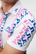 Tour Collection - Tour Tech Print Polo Pink Painted Bridge Men J.Lindeberg Clothing 66XF134 - Image 4
