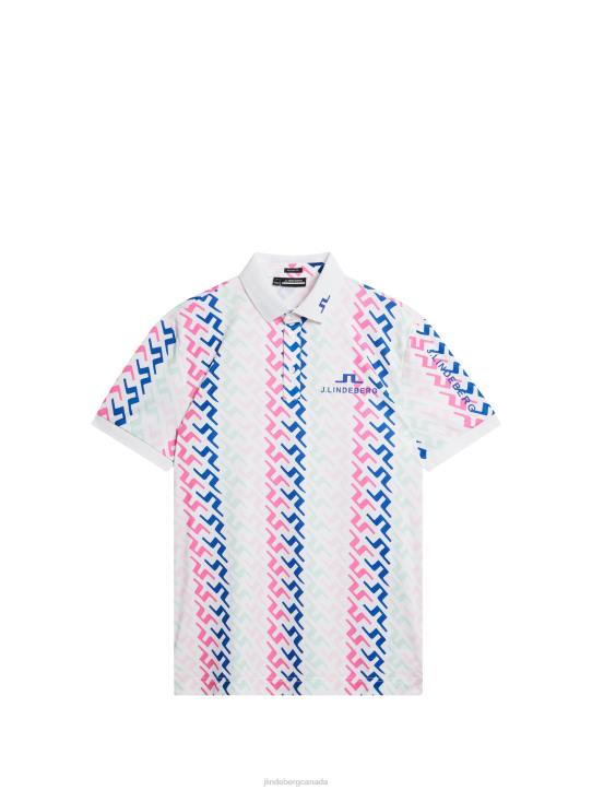 Tour Collection - Tour Tech Print Polo Pink Painted Bridge Men J.Lindeberg Clothing 66XF134 - Image 5