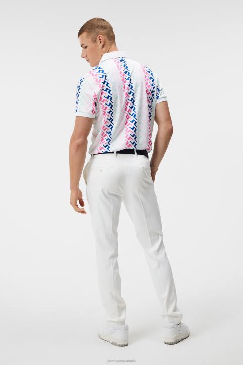 Tour Collection - Tour Tech Print Polo Pink Painted Bridge Men J.Lindeberg Clothing 66XF134 - Image 1