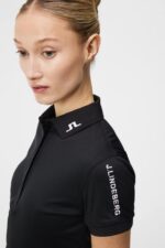 Tour Tech Golf Polo Black Women J.Lindeberg Clothing 66XF1553 - Image 4
