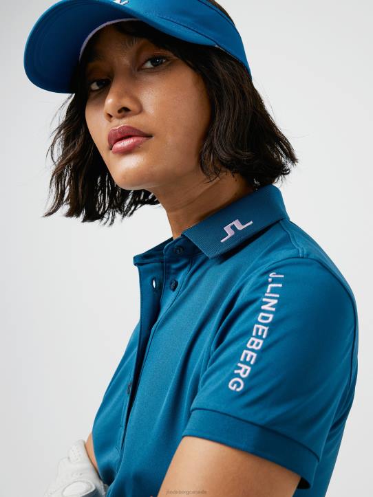 Tour Tech Golf Polo Moroccan Blue Women J.Lindeberg Clothing 66XF2615 - Image 3