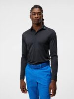 Tour Tech Long Sleeve Polo Black Melange Men J.Lindeberg Clothing 66XF271