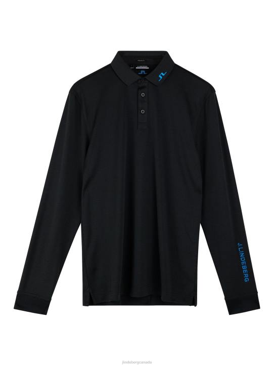 Tour Tech Long Sleeve Polo Black Melange Men J.Lindeberg Clothing 66XF271 - Image 5