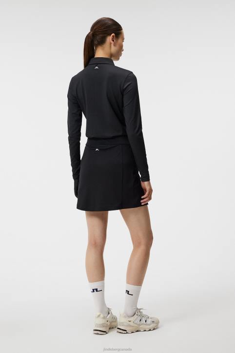 Tour Tech Long Sleeve Polo Black Women J.Lindeberg Clothing 66XF1336 - Image 2